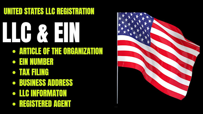 Gig Preview - Us llc registration, with ein number non US resident, business registration, ein