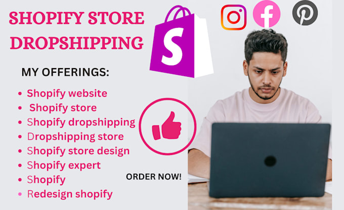 Gig Preview - Build shopify website shopify dropshipping with app integration