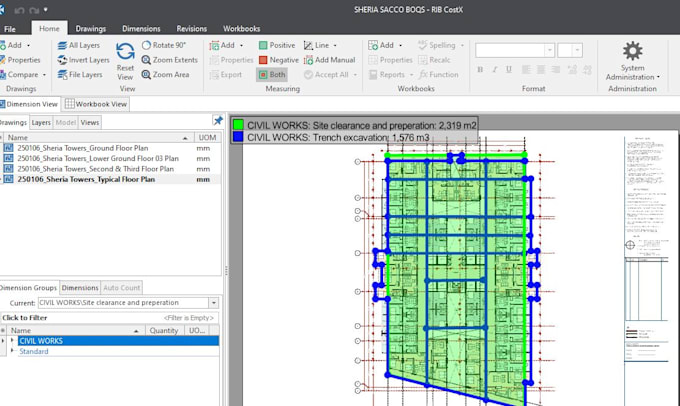 Gig Preview - Do quantity extraction, cost plan or boq for building projects using costx