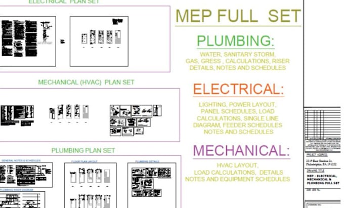 Gig Preview - Draw stamp your mep drawing, USA architecture, city permit using autocad, revit