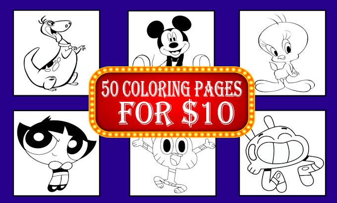 Gig Preview - Design kids cartoon coloring book sheets