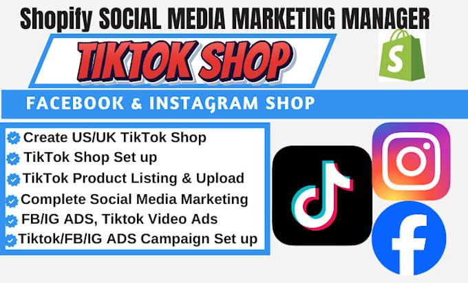 Gig Preview - Set up tiktok shop, fb, ig tiktok ads, ig shop, ads manage boost ecommerce sales