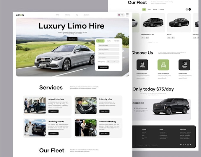 Gig Preview - Design professional car rental, taxi booking website, limousine, car dealership