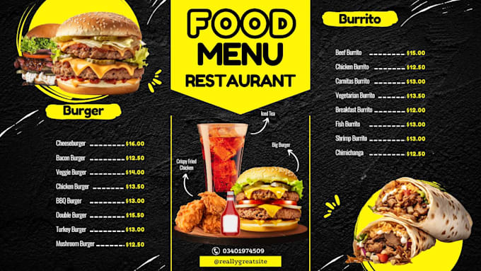 Gig Preview - Create restaurant flyers,food menus,and professional designs