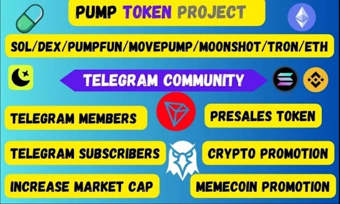 Gig Preview - Grow x crypto marketing, pump moonshot, memecoin, sol, web3 telegram promotion