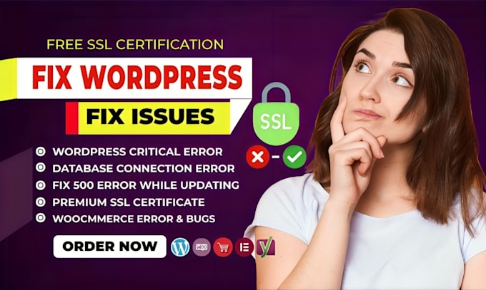 Bestseller - fix wordpress issues, fix wordpress error, fix bugs, and free ssl certification