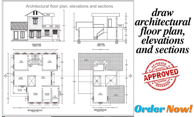 Gig Preview - Draw architectural floor plan, elevations and sections