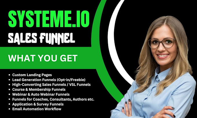 Gig Preview - Create systeme io website, systeme io sales funnel, clickfunnels landing page