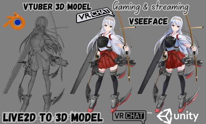 Gig Preview - Live2d to 3d vtuber model edit fix rig 3d vrchat character vseeface facerig vrm