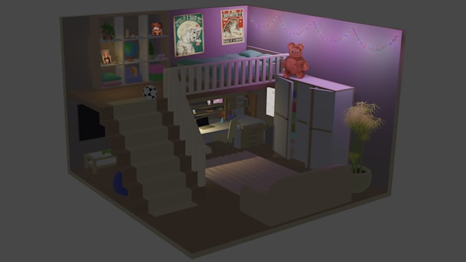 Gig Preview - Create cute 3d isometric room designs