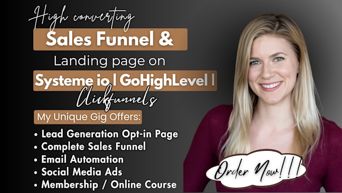 Gig Preview - Create systeme io sales funnel, clickfunnels sales funnel, ghl sales funnel