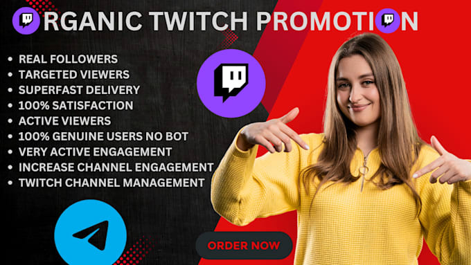 Gig Preview - Do organic twitch channel promotion to gain more followers, chatters, live views