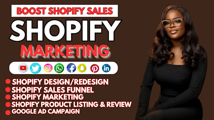 Gig Preview - Boost shopify sales, shopify dropshipping marketing, shopify store promotion ads