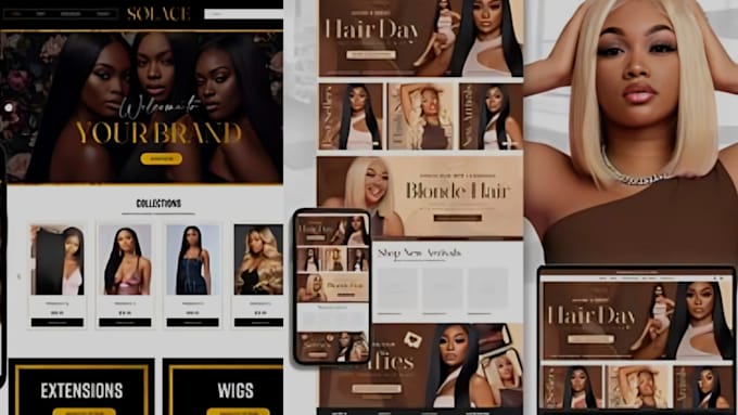 Gig Preview - Design hair extension website, flyer, spa shopify store, skincare website,