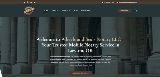 Gig Preview - Design outstanding notary landing page notary website attorney website and logo