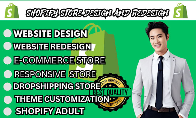 Gig Preview - Do shopify website redesign, shopify store redesign, revamp, build, edit, update