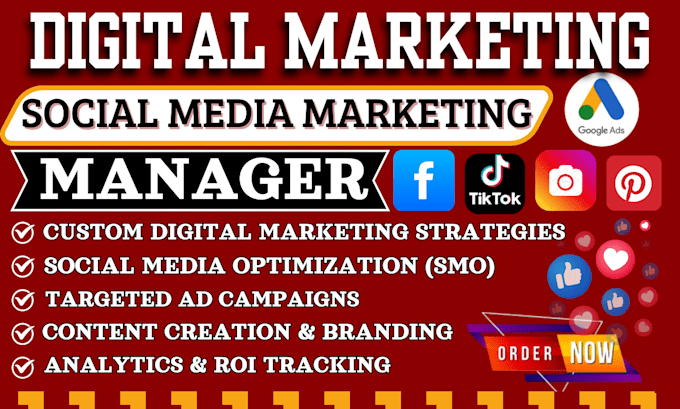 Gig Preview - Be your digital marketing social media marketing manager marketing strategy