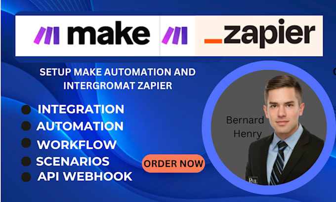 Gig Preview - Setup make com automation zapier integromat made com make automation