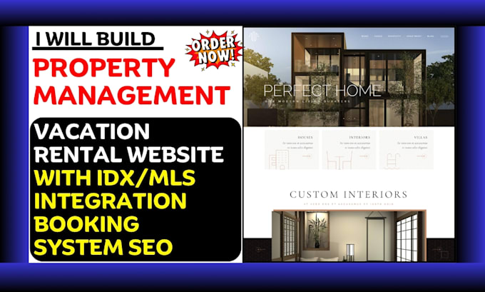 Gig Preview - Build property management vacational rental website with idx mls integration seo