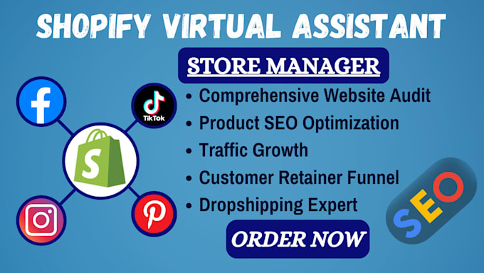 Gig Preview - Be your shopify virtual assistant shopify marketing shopify dropshipping expert