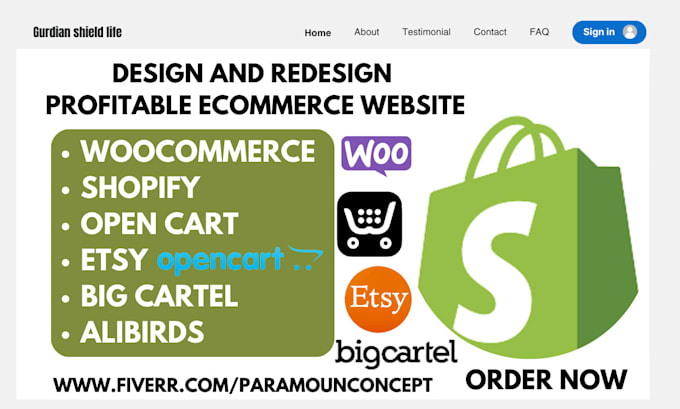 Gig Preview - Build website via woocommerce ebay open cart etsy alibirds ecwid big cartel wix