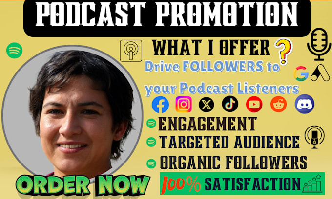 Gig Preview - Do organic promotion to your podcast to gain more audiences targeted social ads