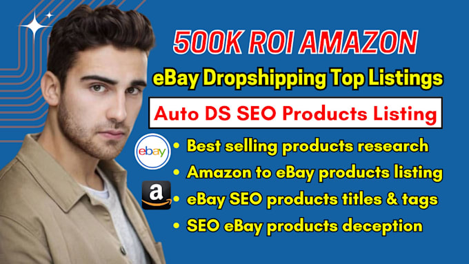 Gig Preview - Do amazon to ebay dropshipping top seo products listings