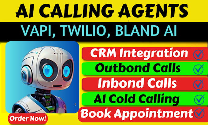 Gig Preview - Build ai calling agent, ai cold calling, ai agent, ai sdr, ai scientist, vapi ai