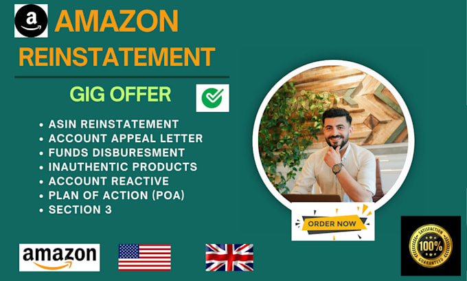 Gig Preview - Do amazon reinstatement appeal letter section 3 account reactivation