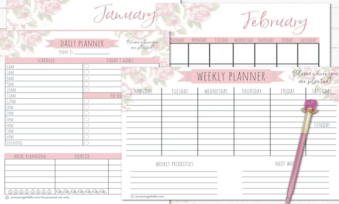 Gig Preview - Create custom printable planners, worksheets and hyperlinked digital planners