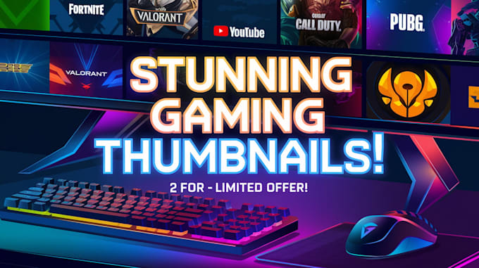 Gig Preview - Create stunning gaming thumbnails for your youtube video in 2 hours