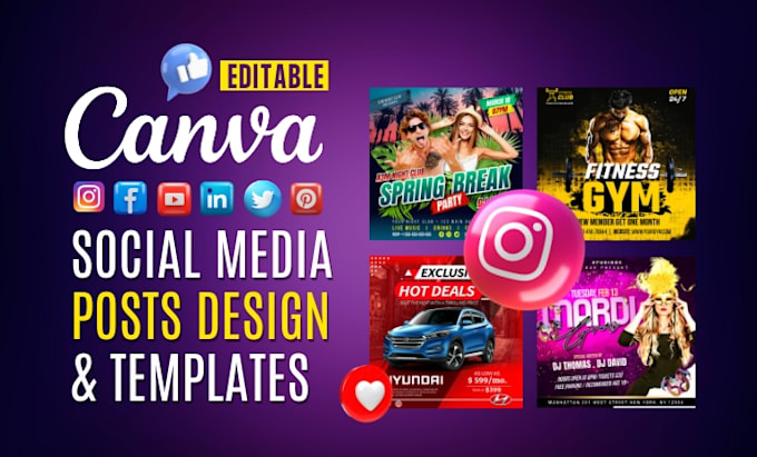 Gig Preview - Create canva social media posts design and editable canva templates