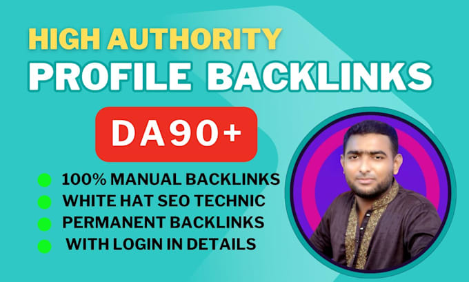 Gig Preview - Build high authority SEO profile backlinks with da 90 plus