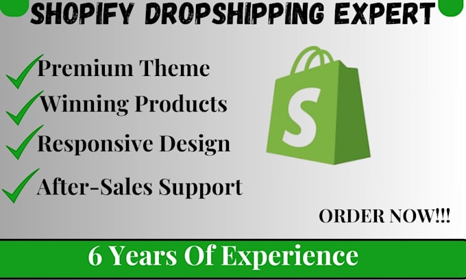 Gig Preview - Create shopify dropshipping store, build shopify store, design ecommerce website