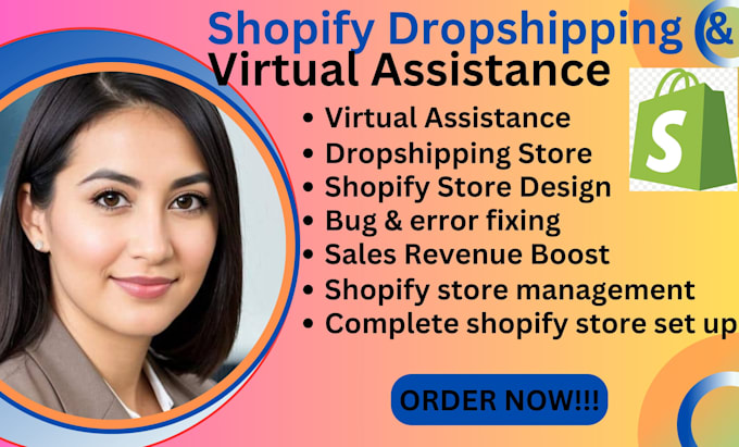 Gig Preview - Set up your shopify store virtual assistant for a profitable dropshipping store