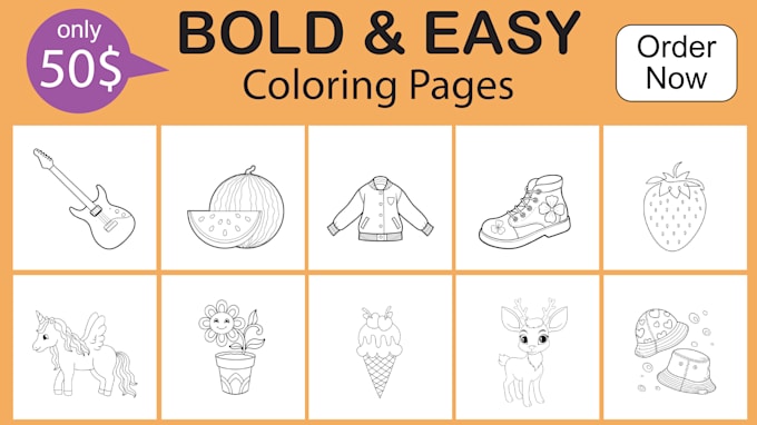 Gig Preview - Create a bold and easy coloring book for kids