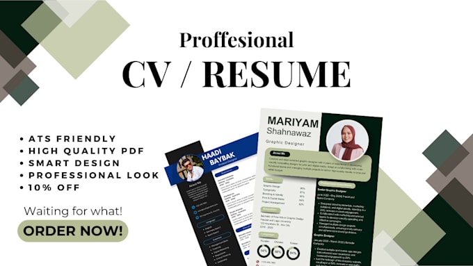 Gig Preview - Be your smart designer and professional CV maker