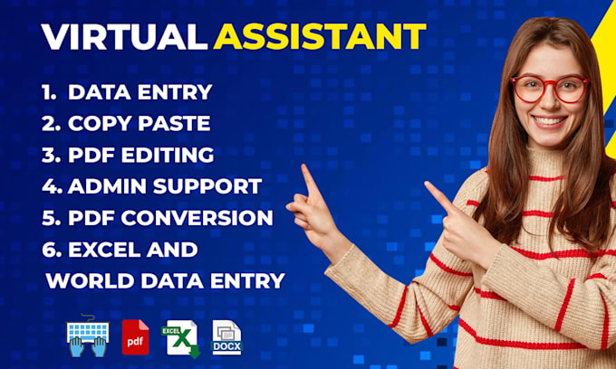 Gig Preview - Be your virtual assistant for data entry, data mining, copy paste, web research