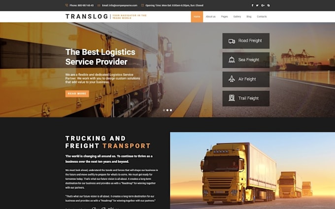 Gig Preview - Create logistics website, trucking, freight broker website, dispatch website