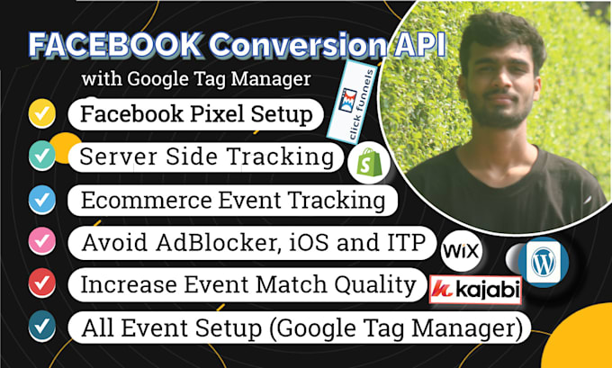 Gig Preview - Setup facebook conversion API with gtm for clickfunnels, kajabi shopify and more