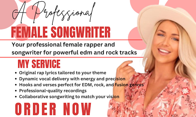 Gig Preview - Be your female rapper and songwriter for powerful edm and rock tracks