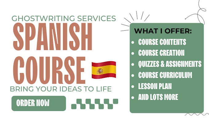 Gig Preview - Create a high quality spanish online course, course content at all levels