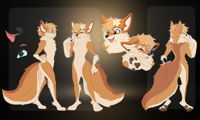 Gig Preview - Furry reference sheet fursona ref sheet furry art character for oc vtuber