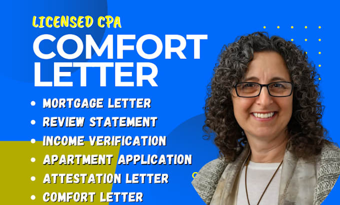 Gig Preview - Do CPA comfort letter, CPA income verification letter, CPA attestation letter