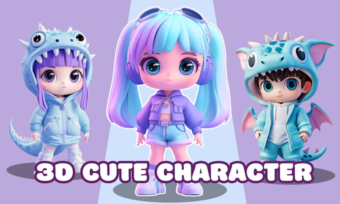 Gig Preview - Create cute 3d character, 3d animal, and 3d toy in cartoon style