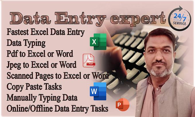 Gig Preview - Do fast accurate data entry, web research, pdf file convert