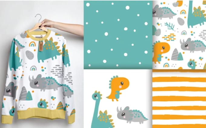 Gig Preview - Design cute baby kids animal seamless vector fabrics print babies pattern