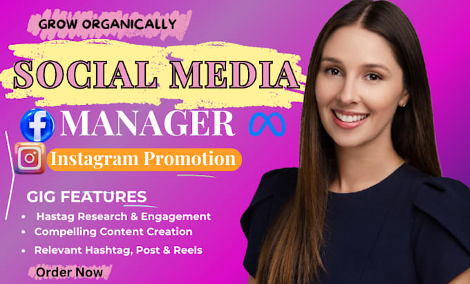 Gig Preview - Be your social media manager, instagram and facebook manager for account growth