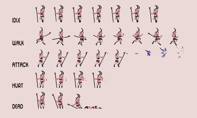 Gig Preview - Create 2d pixel art sprite sheet character design for your game or animation