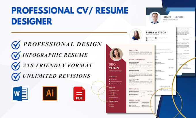 Gig Preview - Be your professional CV maker, resume and cover letter designer